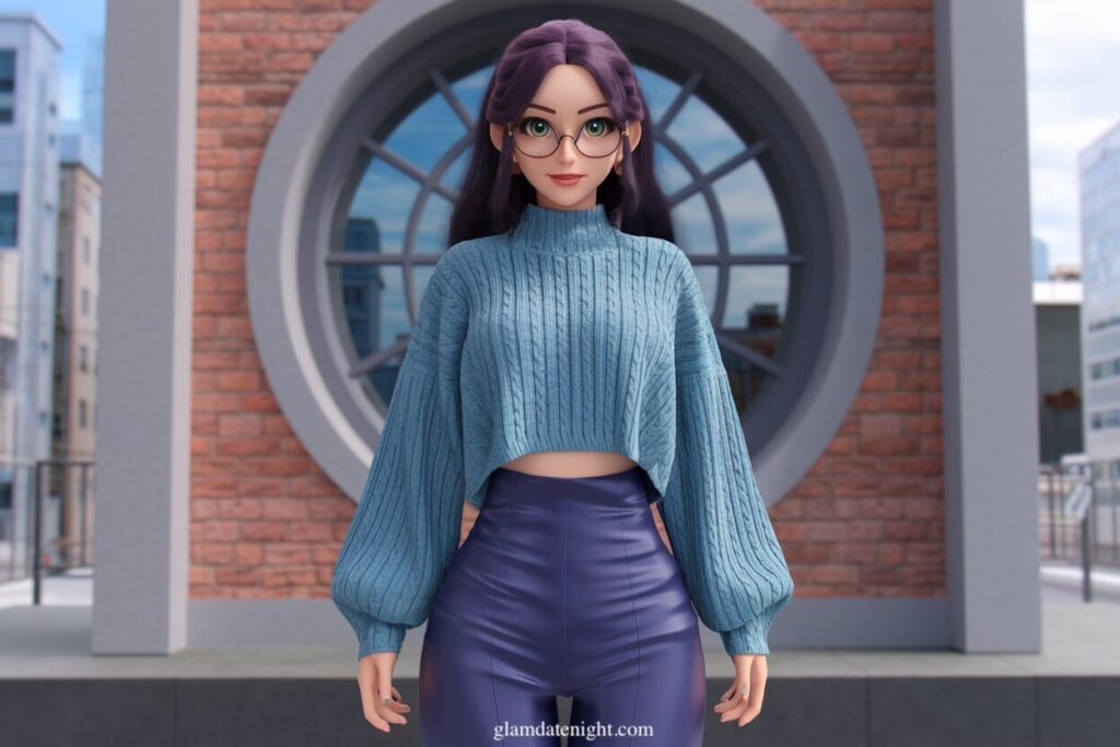 Cable Knit Sweater with High-Waisted Pants