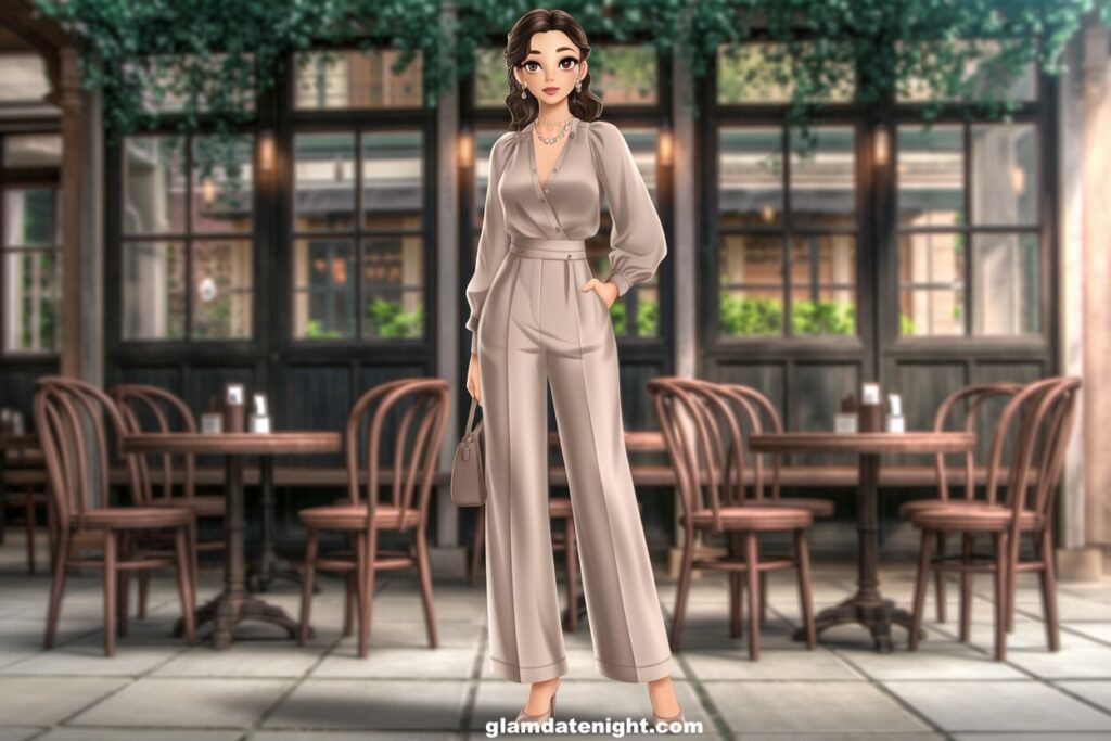 Silk Blouse and High-Waisted Trousers: Elegant Comfort