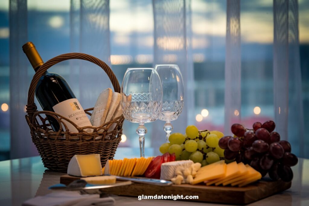 Wine and Cheese Pairing Basket: A Sophisticated Romantic Date Night